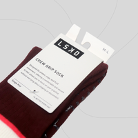 LSKD Elevate Crew Pilates Grip Socks - Dark Cherry - New Original